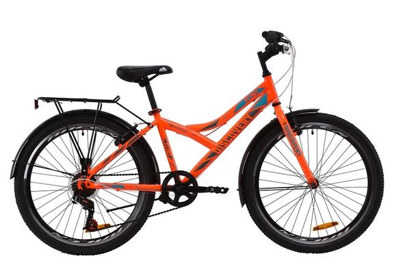 Велосипед Discovery 24 FLINT Vbr рама-14" ST с багажником зад St, с крылом St 2020, черно-оранжевый с серым