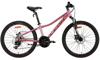 Велосипед 24" Leon JUNIOR AM DD рама-12" рожевий з чорним (матовий) 2024