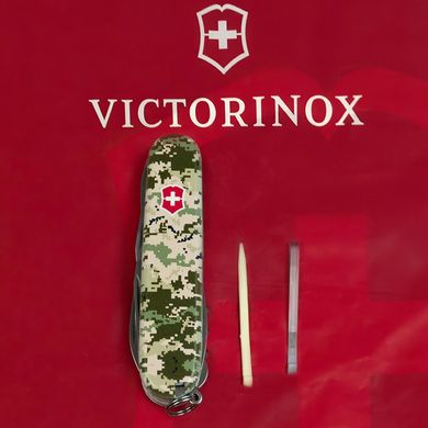 Ніж складаний Victorinox HUNTSMAN ARMY, Піксель з черв. лого, 1.3713.3.W3941p