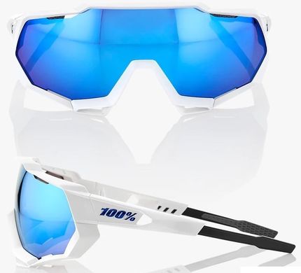 Велоочки Ride 100% SPEEDTRAP - Matte White - HiPER Blue Multilayer Mirror Lens, Mirror Lens