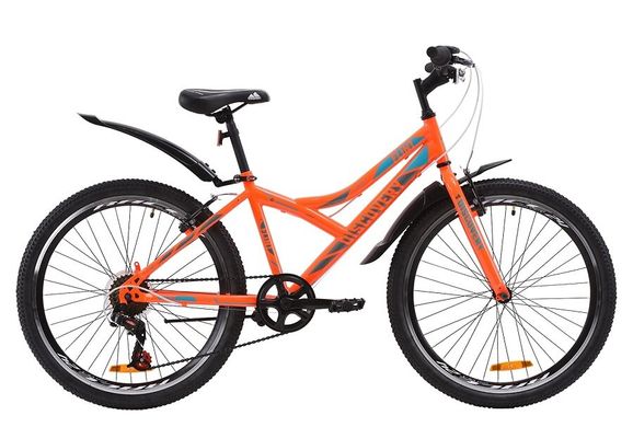 Велосипед Discovery 24 FLINT Vbr рама-14" ST с крылом Pl 2020, черно-оранжевый с серым
