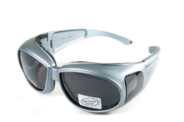 Окуляри захисні з ущільнювачем Global Vision Outfitter Metallic (gray) Anti-Fog, чорні в сірій оправі