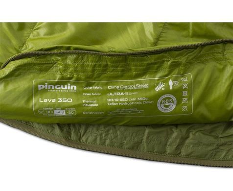 Спальний мішок Pinguin Lava 350 185 (Green, Left Zip)