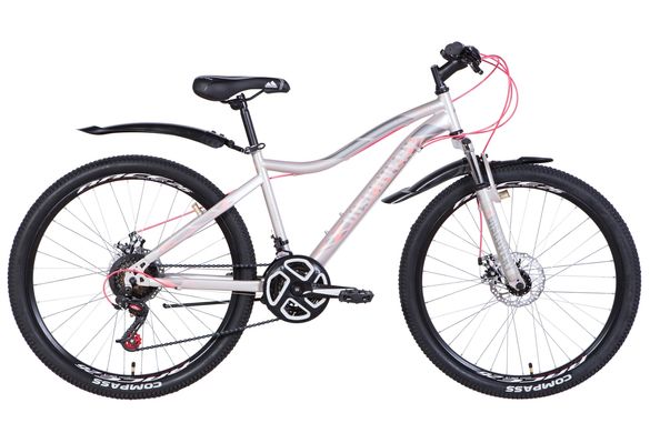 Велосипед 26 "Discovery KELLY DD, 2021, (сріблястий з рожевим)