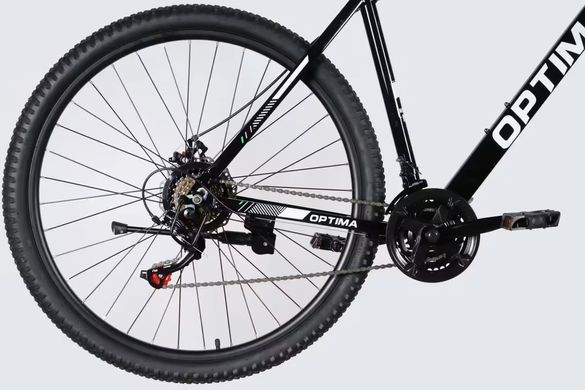 Велосипед AL 29" Optima DD FR рама-21" чорний з зеленим 2026 (в мішку)