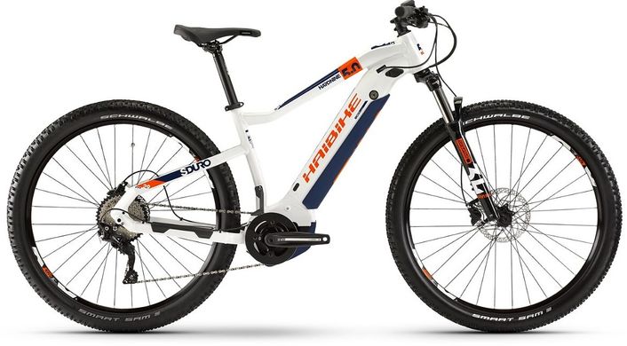 Велосипед Haibike SDURO HardNine 5.0 i500Wh 10 s. Deore 29", рама L, бело-оранжево-синий, 2020