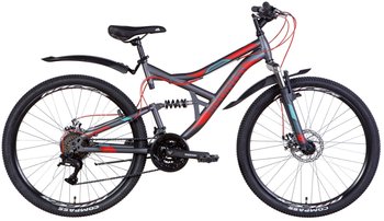 Велосипед 26" Discovery CANYON AM DD 2022 (темно-сірий з червоним та блакитним)