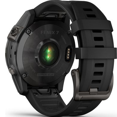 Смарт часы Garmin fenix 7 Sapph Solar, Carbon Gray DLC Ti w/Black Band, GPS