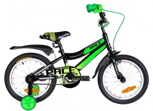Велосипед 16 "Formula RACE, 2021, (чорно-зелений з білим)