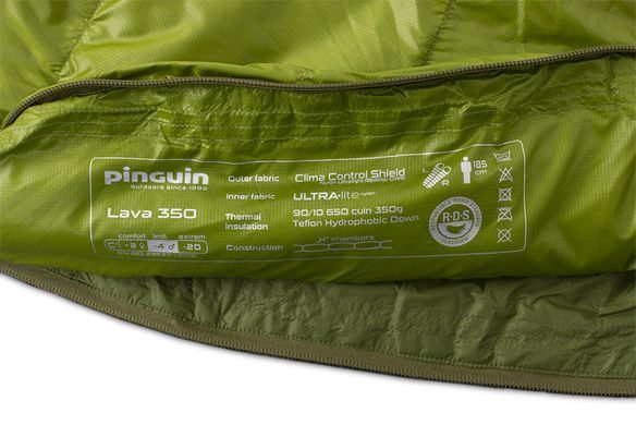 Спальний мішок Pinguin Lava 350 195 (Green, Right Zip)