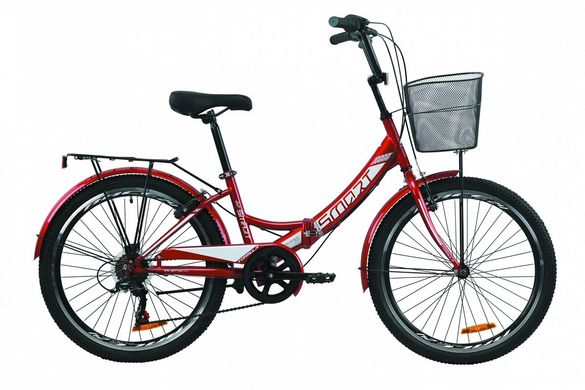 Велосипед 24" Formula SMART 7 с багажником зад St, с крылом St, с корзиной St, 2020, красный
