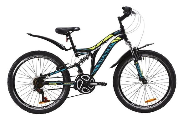 Велосипед Discovery 24 ROCKET AM2 Vbr рама-15" ST з крилом Pl 2020, чорно-жовтий з бірюзовим (м)